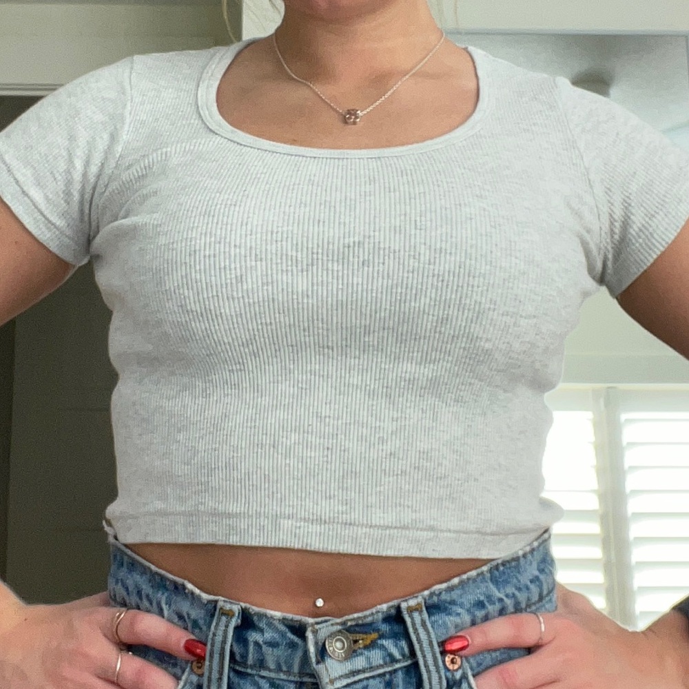 pacsun gray scoop neck tee